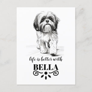 Postal Shih Tzu Life es mejor con el nombre del perro Per