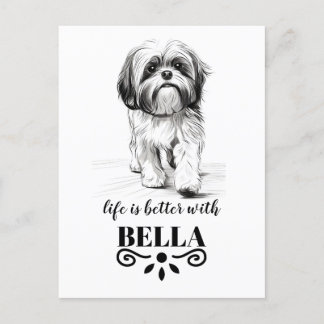 Postal Shih Tzu Life es mejor con el nombre del perro Per