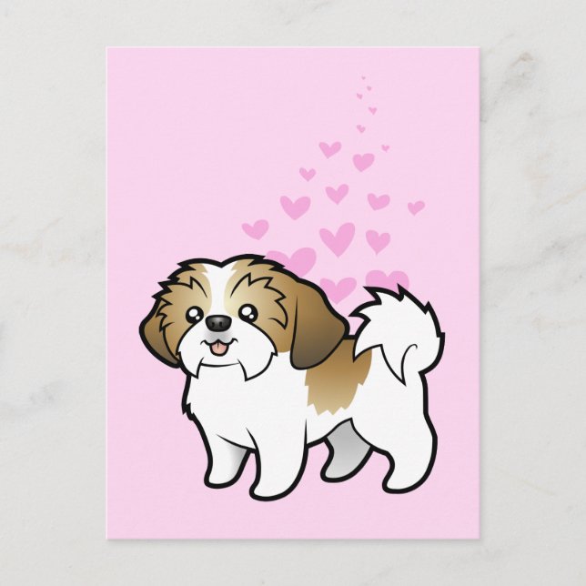 Postal Shih Tzu Love (corte de cachorros) (Anverso)