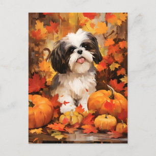 Postal Shih Tzu Otoño Día de Acción de Gracias