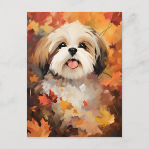 Postal Shih Tzu Otoño Día de Acción de Gracias
