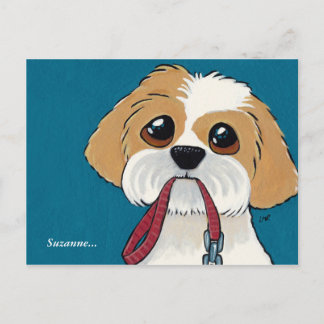 Postal Shih Tzu Puppy Gracias Postcard