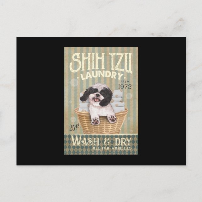 Postal Shih Tzu Tzu Lavandería Cute Shih Tzu Life Puppy T (Anverso)