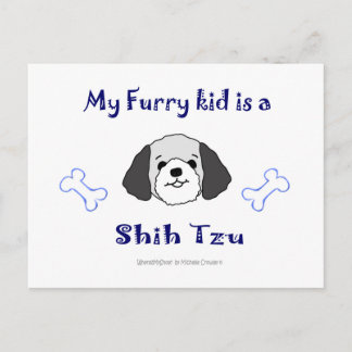 Postal ShihTzuGreyWhite