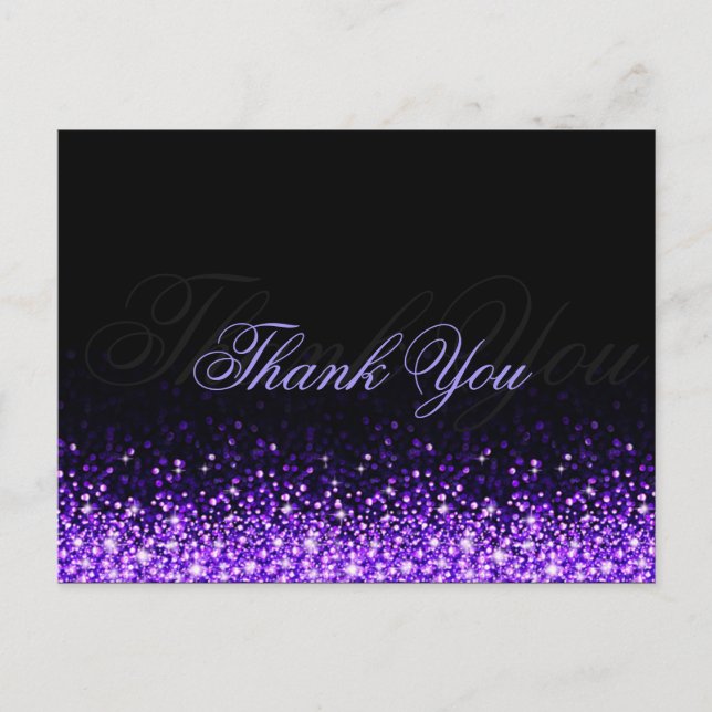 Postal Shimmering Purple Purpurina Black Gracias Postcard (Anverso)