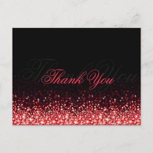 Postal Shimmering Red Purpurina Black Gracias Postcard