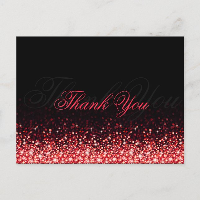 Postal Shimmering Red Purpurina Black Gracias Postcard (Anverso)