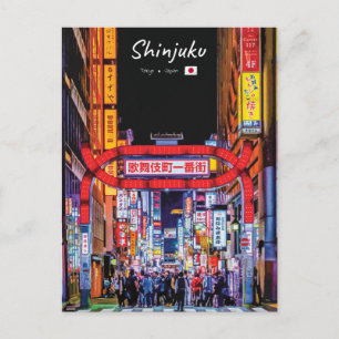 Postal Shinjuku, Japón - Calle Neon de Kabukicho