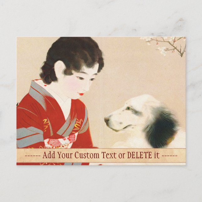 Postal Shinsui Ito Shufu No Tomo Mascota Dog japonesa (Anverso)