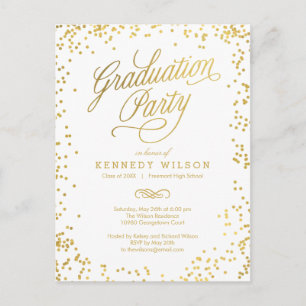 Postal Shiny Confetti Graduation Invitation Postcard