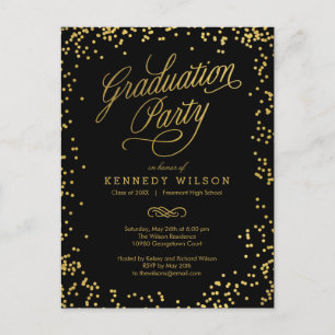 Postal Shiny Confetti Graduation Invitation Postcard