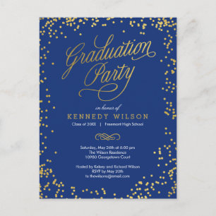 Postal Shiny Confetti Graduation Invitation Postcard