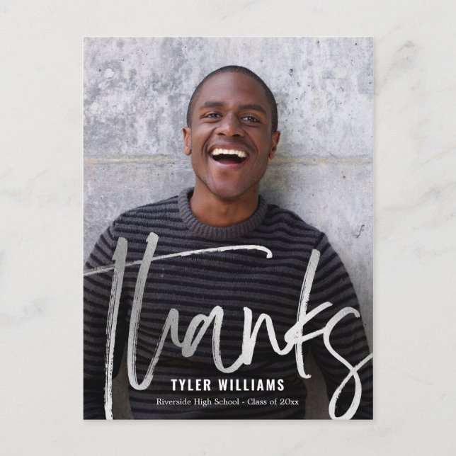 Postal Shiny Strokes Graduación moderna Gracias Postcard (Anverso)