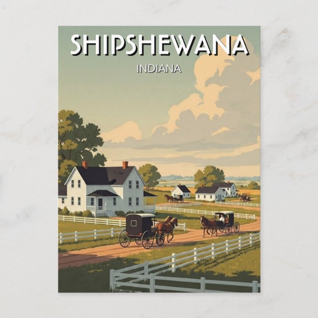 Postal Shipshewana Indiana Condado Amish (Anverso)