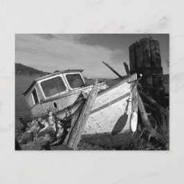 Postal Shipwreck abandonado foto en blanco y negro