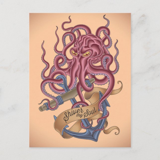 Postal Shiver My Soul | Octopus Tatto (Anverso)