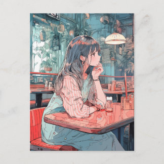 Postal 【SHOP限定イラスト】カフェで待ち合わせ｜寿司娘GenerativeAI
