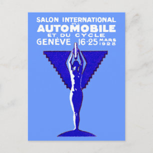 Postal Show de Autos y Motocicletas Geneve 1928