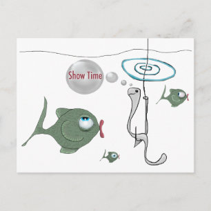 Postal "Show Time" Funny Fish Postcard
