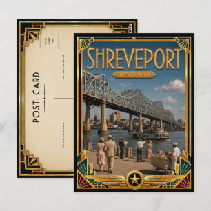 Postal Shreveport Louisiana Arte Deco Vintage Edad Dorada