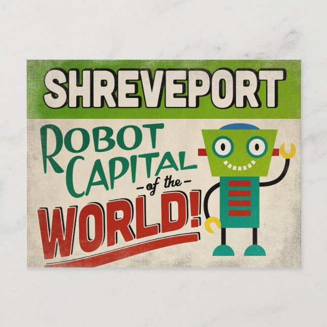 Postal Shreveport Louisiana Robot - Gracioso Vintage (Anverso)