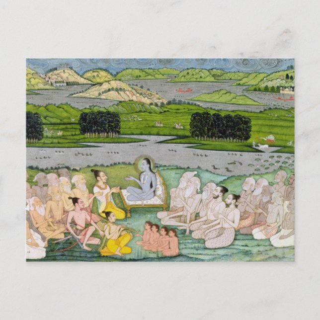 Postal Shri Sukdevji predicando en un discurso de Sadhus, (Anverso)