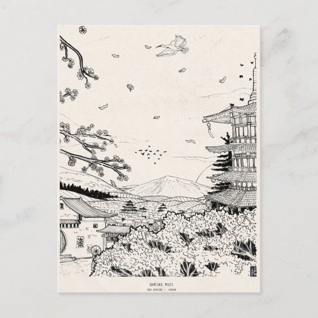 Postal Shrine Shinto Fuji Edo Periodo Japón Inspire Shogu (Anverso)