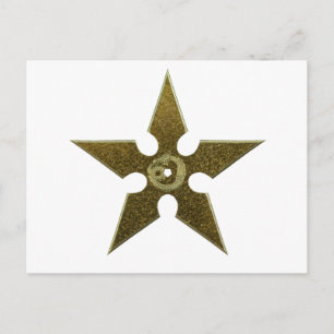 Postal Shuriken de oro con dragón de oro