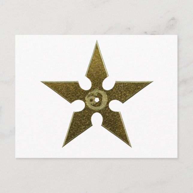 Postal Shuriken de oro con dragón de oro (Anverso)