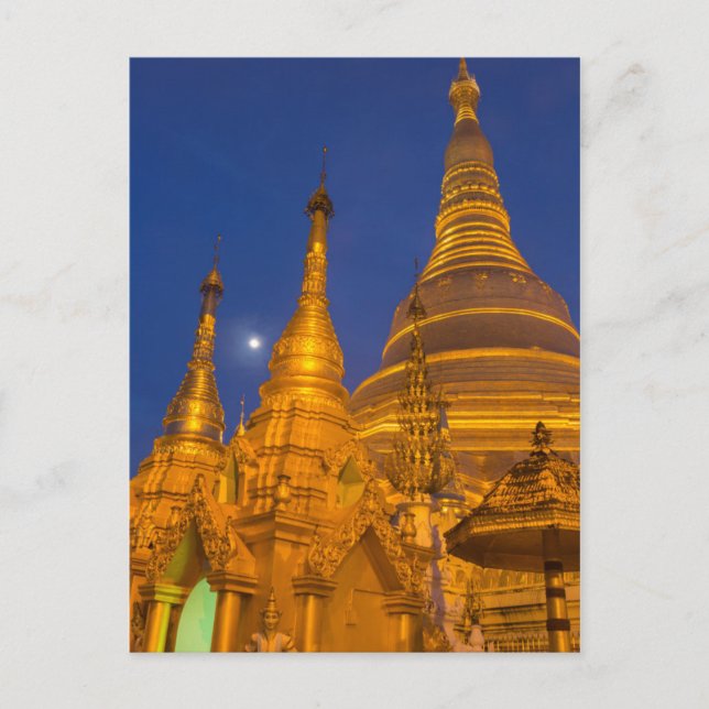 Postal Shwedagon de noche, Myanmar (Anverso)