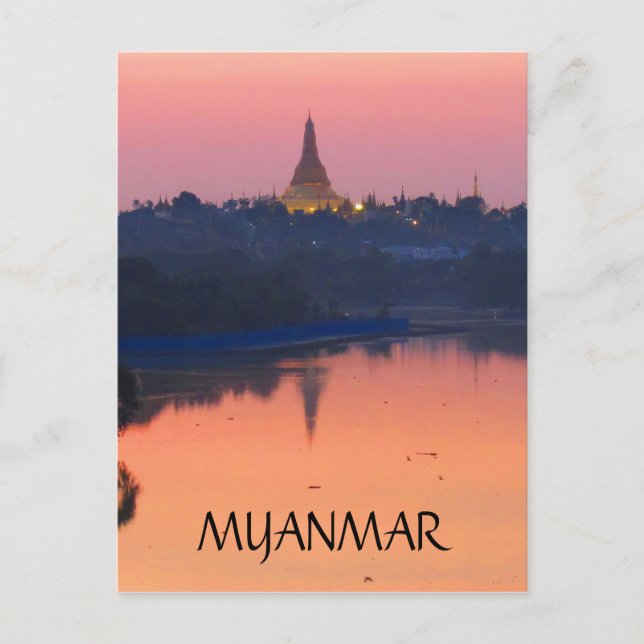 Postal shwedagon sunset myanmar (Anverso)