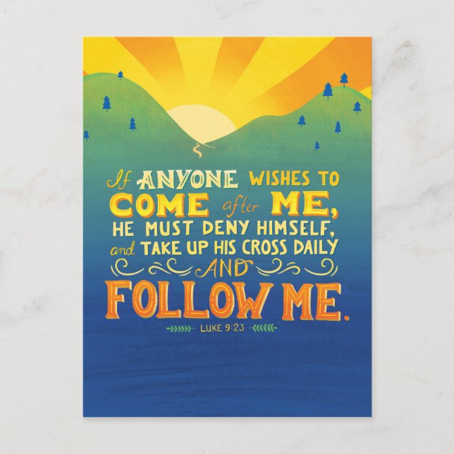 Postal Si alguien quiere venir tras de mí (Anverso)