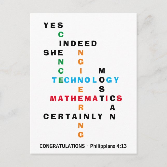 Postal SÍ, ELLA PUEDE Felicitar A Grad STEM (Anverso)