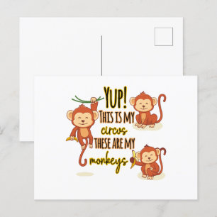 Postal ¡Sí! Este es mi circo, estos son mis tres monos