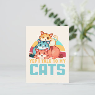 Postal Sí, hablo con el diseño de un gato de trío adorabl