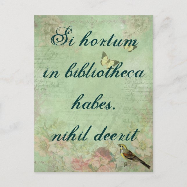 Postal Si hortum en hábitos bibliotheca, nihil deerit (Anverso)