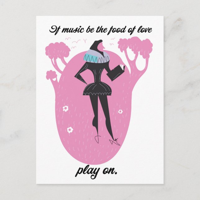 Postal Si la música es la comida del amor, toca (Anverso)