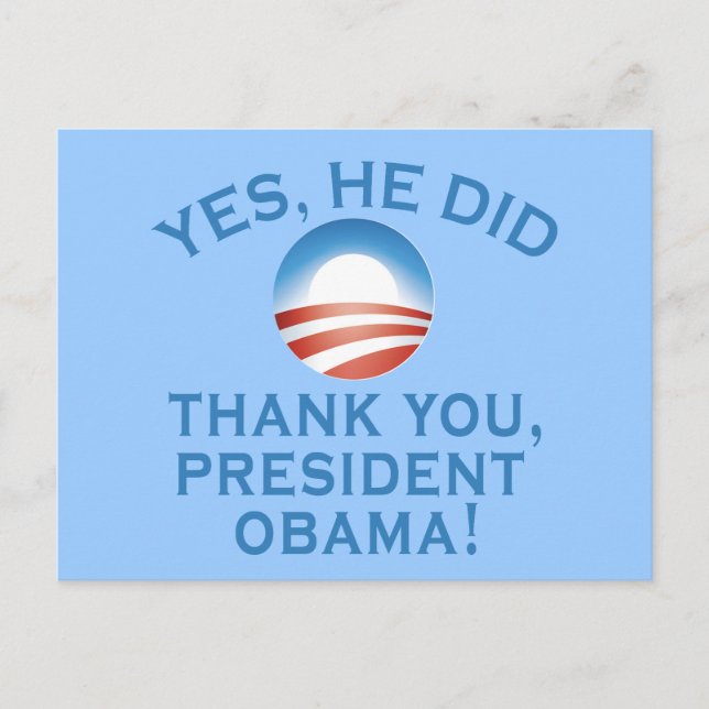 Postal ¡SÍ LO HIZO! ¡Gracias Presidente Obama! (Anverso)