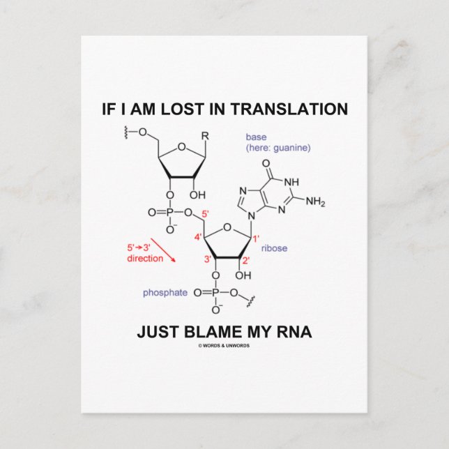 Postal Si Me Pierde La Traducción, Culpen A Mi RNA (Anverso)