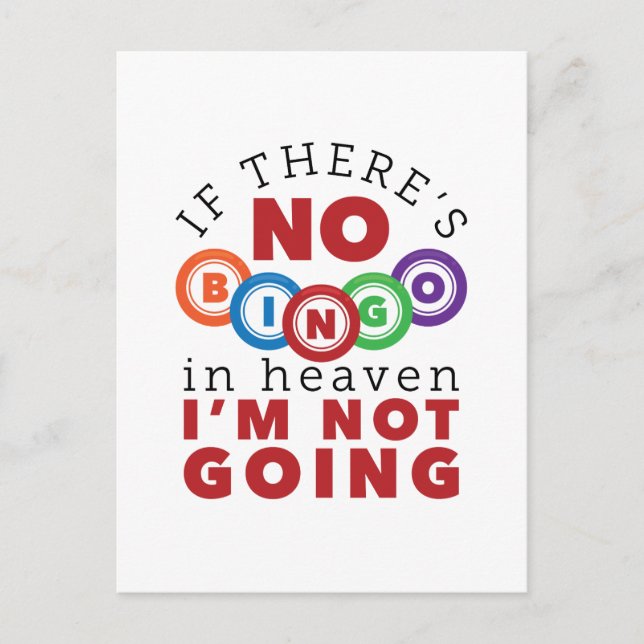 Postal Si no hay bingo en el cielo, no voy (Anverso)