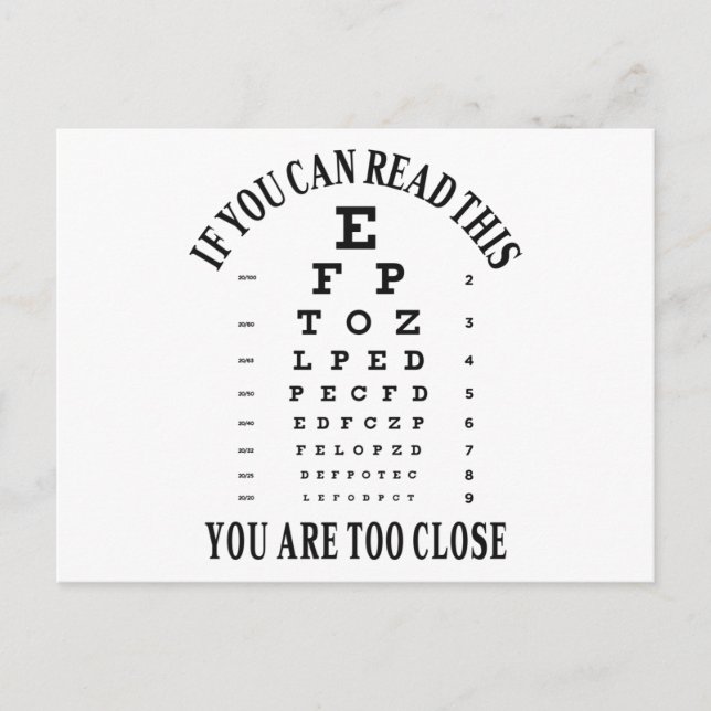 Postal Si puedes leer esto estás demasiado cerca (Anverso)