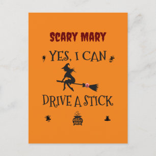 Postal Sí, Puedo Conducir Un Palo Dice La Bruja