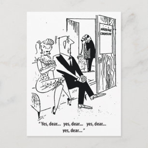 Postal Sí querido, humor de consejero matrimonial, vintag