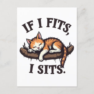 Postal Si se adapta a la I sienta Funny Sleepy Cat Feline