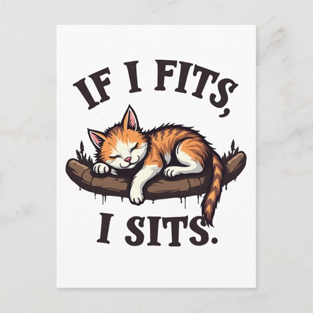 Postal Si se adapta a la I sienta Funny Sleepy Cat Feline (Anverso)