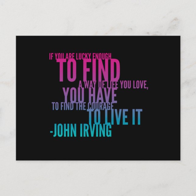 Postal Si Tienes Suficiente Suerte John Irving Cita Postc (Anverso)