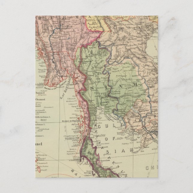 Postal Siam, Birmania y Anam (Anverso)