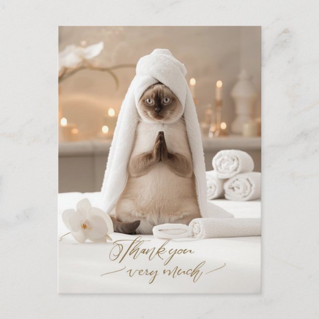 Postal Siamese Cat in Spa Thank you  (Anverso)