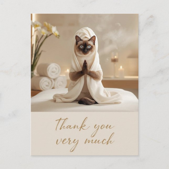 Postal Siamese Cat in Spa Thank you  (Anverso)
