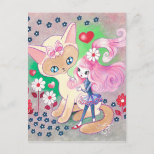 Postal Siamese Kitty Love Fun